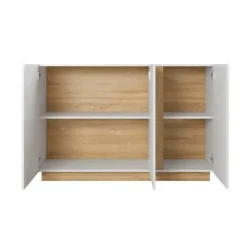 Credenza 138x91h cm 3 ante moderna soggiorno bianco rovere Noa Gihome®