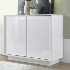 Credenza 92x79h cm 2 ante moderna soggiorno bianco lucido Spirit