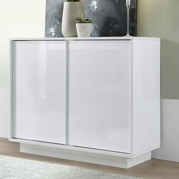 Credenza 92x79h cm 2 ante moderna soggiorno bianco lucido Spirit