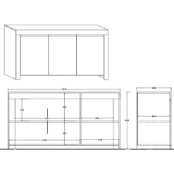 Credenza 162x82h cm 3 ante moderna soggiorno bianco lucido Essential