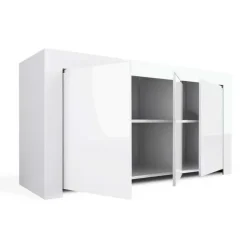Credenza 162x82h cm 3 ante moderna soggiorno bianco lucido Essential