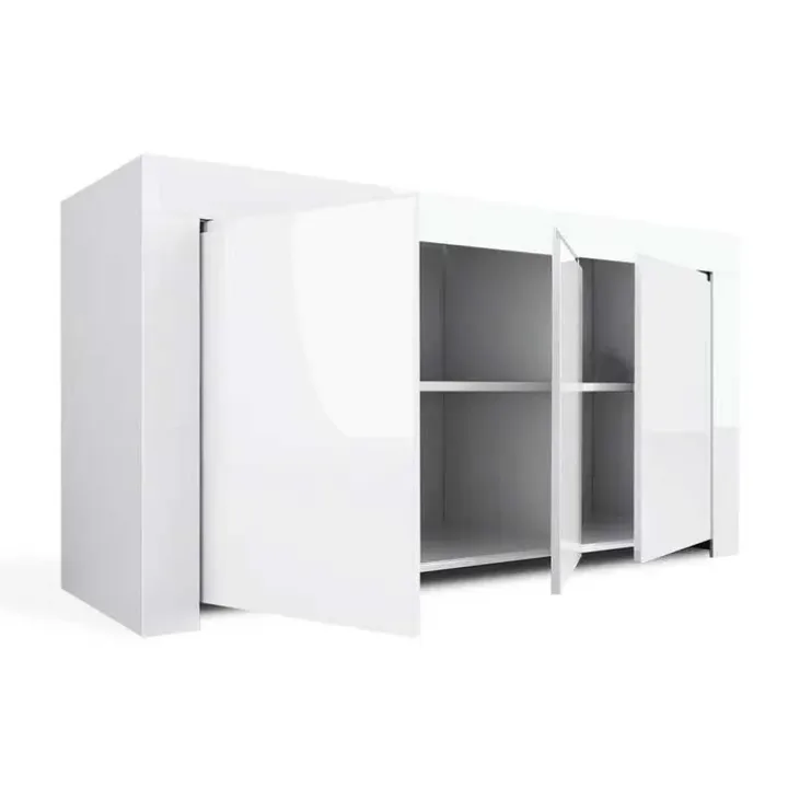 Credenza 162x82h cm 3 ante moderna soggiorno bianco lucido Essential