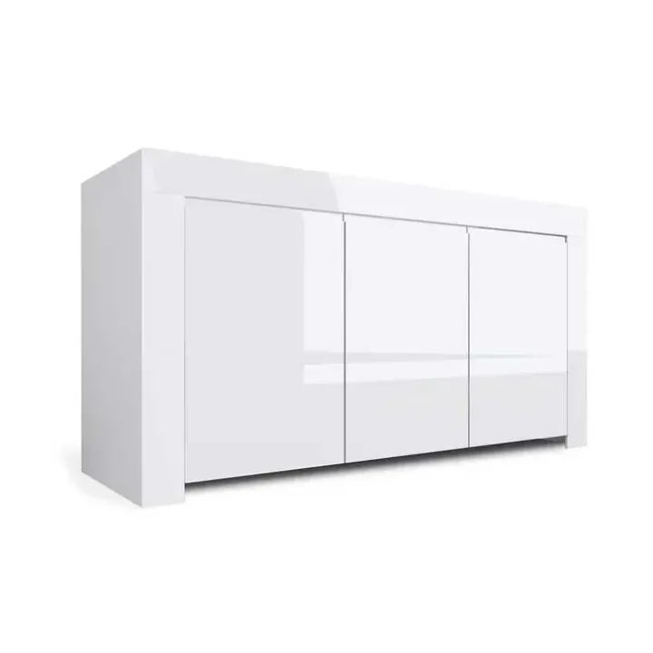 Credenza 162x82h cm 3 ante moderna soggiorno bianco lucido Essential