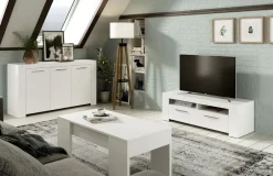 Credenza 144x80h cm 3 ante moderna soggiorno bianco opaco Creta