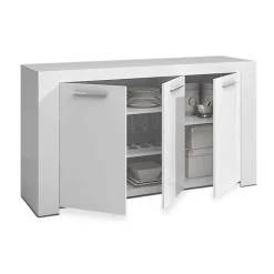 Credenza 144x80h cm 3 ante moderna soggiorno bianco opaco Creta