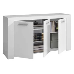 Credenza 144x80h cm 3 ante moderna soggiorno bianco opaco Creta