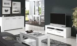 Credenza 144x80h cm 3 ante moderna soggiorno bianco opaco Creta