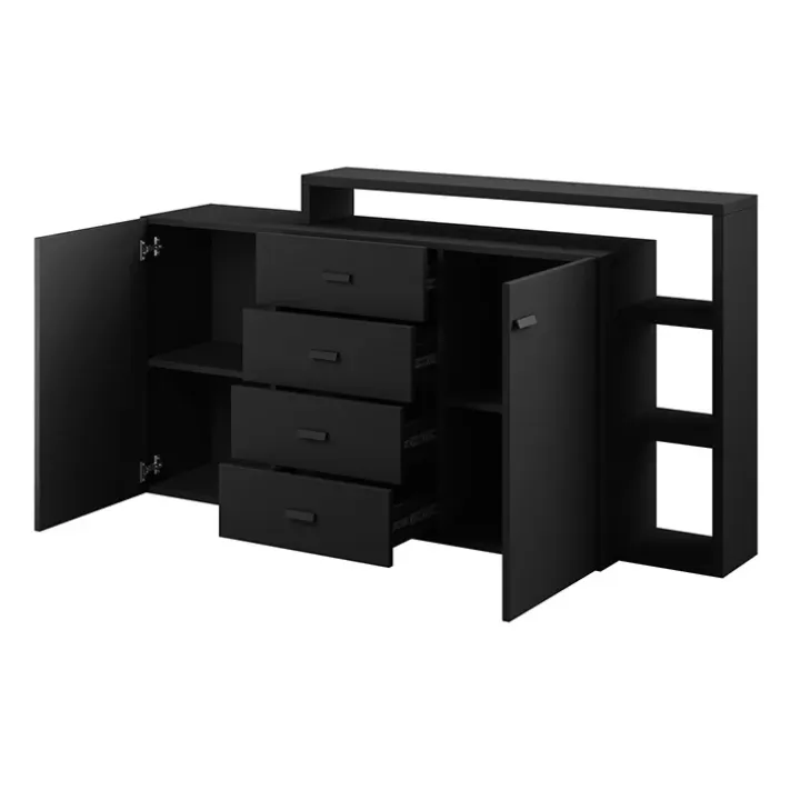 Credenza 180x97h cm 2 ante soggiorno nero opaco Megan Gihome®