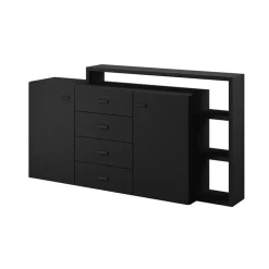 Credenza 180x97h cm 2 ante soggiorno nero opaco Megan Gihome®