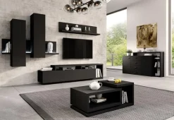 Credenza 180x97h cm 2 ante soggiorno nero opaco Megan Gihome®
