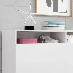 Credenza 180x80h cm 3 ante 2 vani moderna bianco nero Erice Gihome®