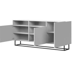 Credenza 180x80h cm 3 ante 2 vani moderna bianco nero Erice Gihome®