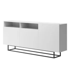 Credenza 180x80h cm 3 ante 2 vani moderna bianco nero Erice Gihome®