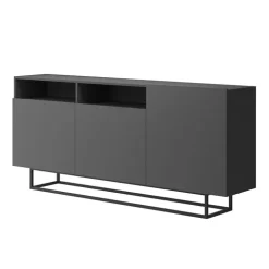 Credenza 180x80h cm 3 ante 2 vani moderna antracite nero Erice Gihome®