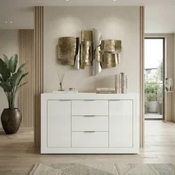 Credenza 120x80h cm 3 cassetti 2 ante bianco lucido Chanel Gihome®