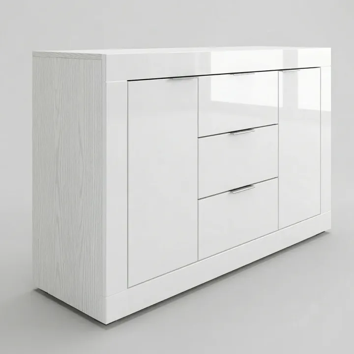 Credenza 120x80h cm 3 cassetti 2 ante bianco lucido Chanel Gihome®