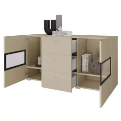 Credenza 132x70h cm 3 cassetti 2 ante beige cashmere Emotion Gihome®