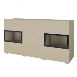 Credenza 132x70h cm 3 cassetti 2 ante beige cashmere Emotion Gihome®