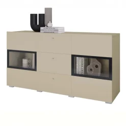 Credenza 132x70h cm 3 cassetti 2 ante beige cashmere Emotion Gihome®