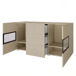 Credenza 132x70h cm 3 cassetti 2 ante beige cashmere Emotion Gihome®