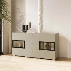 Credenza 132x70h cm 3 cassetti 2 ante beige cashmere Emotion Gihome®
