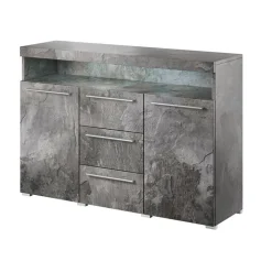 Credenza 132x92h cm 3 cassetti 2 ante soggiorno ossido Frisk