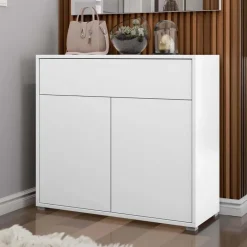 Credenza 100x93h cm 1 cassetto 2 ante moderna bianco Eindhoven