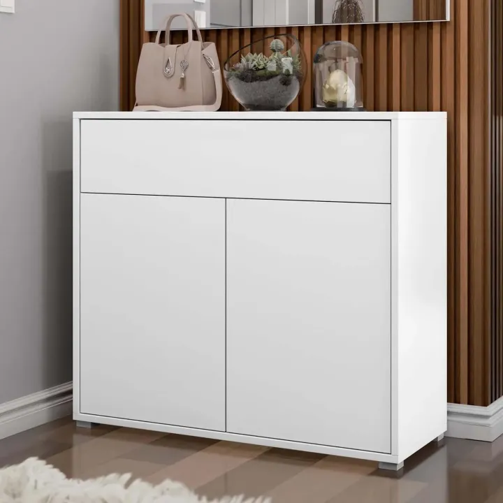 Credenza 100x93h cm 1 cassetto 2 ante moderna bianco Eindhoven