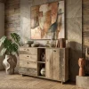 Credenza 120x85h cm con cassetti moderna legno vecchio antico West Gihome®