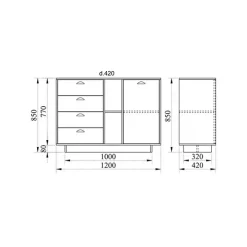 Credenza 120x85h cm con cassetti moderna legno vecchio antico West Gihome®