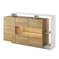 Credenza 155x94h cm con vetro moderna rovere bianco Blob