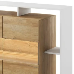 Credenza 155x94h cm con vetro moderna rovere bianco Blob