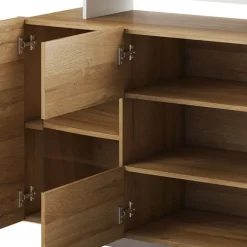 Credenza 155x94h cm con vetro moderna rovere bianco Blob