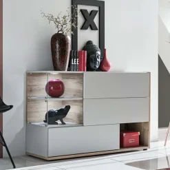 Credenza 120x77h cm moderna quercia grigio opaco Oviedo Gihome®