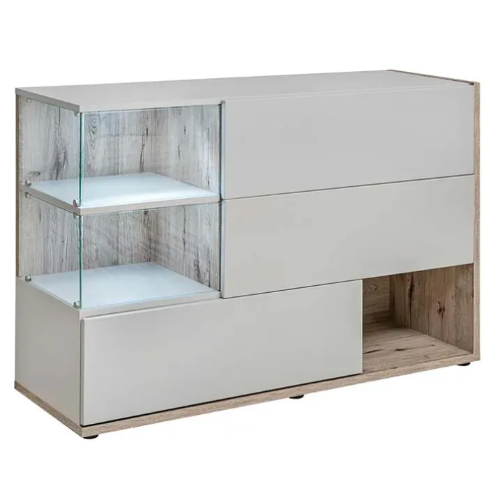 Credenza 120x77h cm moderna quercia grigio opaco Oviedo Gihome®