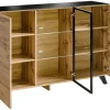 Credenza 150x100h cm moderna rovere miele nero Tropical Gihome®