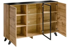 Credenza 150x100h cm moderna rovere miele nero Tropical Gihome®