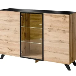 Credenza 150x100h cm moderna rovere miele nero Tropical Gihome®
