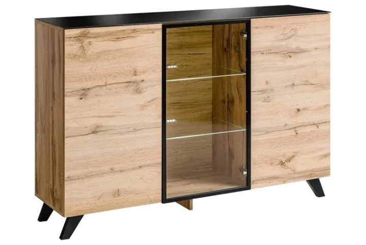 Credenza 150x100h cm moderna rovere miele nero Tropical Gihome®
