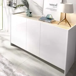 Credenza 138x75h cm moderna soggiorno bianco opaco rovere Norton