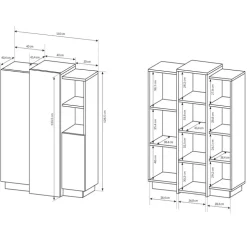 Credenza 110x134h cm soggiorno 3 ante bianco opaco quercia James