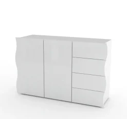 Credenza 130x81h cm soggiorno moderna bianco lucido Sea Gihome®