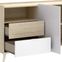 Credenza 180x75h cm soggiorno rovere grigio bianco petrolio Dominic