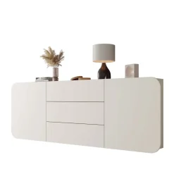 Credenza 180x70h cm sospesa 2 ante 3 cassetti beige Volia