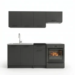 Cucina lineare 180cm completa componibile moderna antracite Dalia