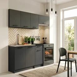 Cucina lineare 180cm completa componibile moderna antracite Dalia
