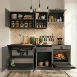 Cucina lineare 180cm completa componibile moderna antracite Dalia