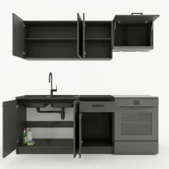 Cucina lineare 180cm completa componibile moderna antracite Dalia