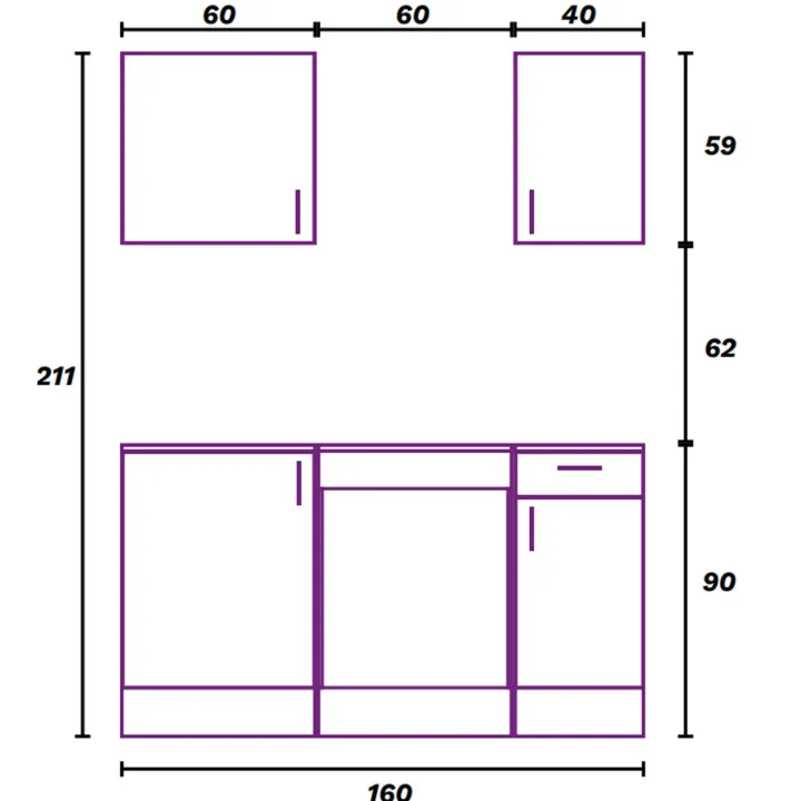 Cucina lineare 160 cm componibile bianco lucido rovere Kimera 5
