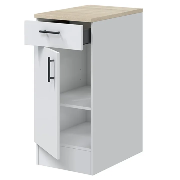 Cucina lineare 160 cm componibile bianco lucido rovere Kimera 5